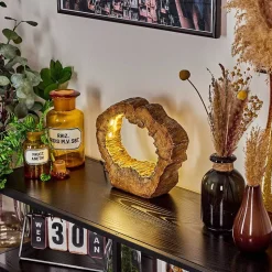 Lampe De Table Hasteboda Led Brun, Couleur Bois, 1 Lumiere