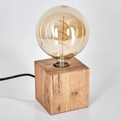 Lampe De Table Heimola Brun, Couleur Bois, 1 Lumiere