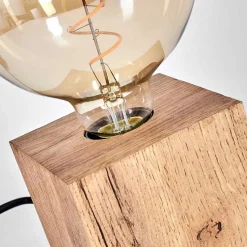 Lampe De Table Heimola Brun, Couleur Bois, 1 Lumiere