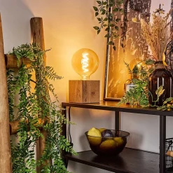 Lampe De Table Heimola Brun, Couleur Bois, 1 Lumiere