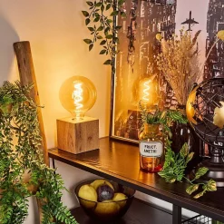 Lampe De Table Heimola Brun, Couleur Bois, 1 Lumiere