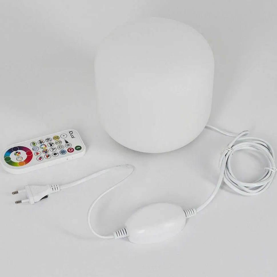 Lampe De Table Idual Thyme Led Nickel Mat, 1 Lumiere, Telecommandes, Changeur De Couleurs