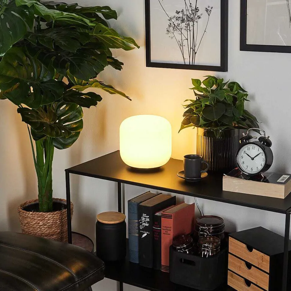 Lampe De Table Idual Thyme Led Nickel Mat, 1 Lumiere, Telecommandes, Changeur De Couleurs