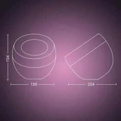 Lampe De Table, Kit D'Extension Philips Hue Ambiance White & Color Iris Led Noir, Transparent, 1 Lumiere, Changeur De Couleurs