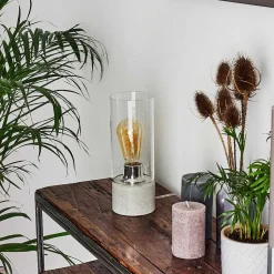 Lampe De Table Kumotu Chrome, Gris, 1 Lumiere