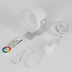 Lampe De Table Ledo Argente, 1 Lumiere, Telecommandes, Changeur De Couleurs