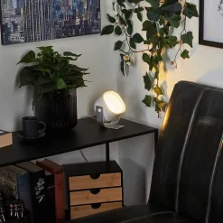 Lampe De Table Ledo Argente, 1 Lumiere, Telecommandes, Changeur De Couleurs