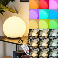 Lampe De Table Loural Led Nickel Mat, 1 Lumiere, Telecommandes, Changeur De Couleurs