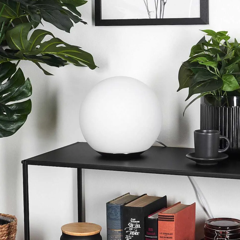 Lampe De Table Loural Led Nickel Mat, 1 Lumiere, Telecommandes, Changeur De Couleurs