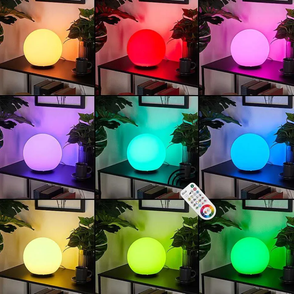 Lampe De Table Loural Led Nickel Mat, 1 Lumiere, Telecommandes, Changeur De Couleurs