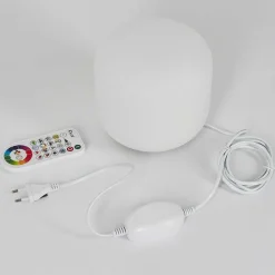 Lampe De Table Loural Led Nickel Mat, 1 Lumiere, Telecommandes, Changeur De Couleurs