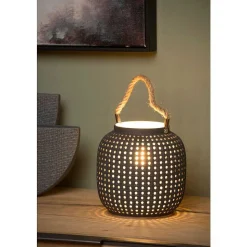 Lampe De Table Lucide Safiya Gris, 1 Lumiere