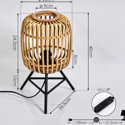 Lampe De Table Mongolei Noir, 1 Lumiere