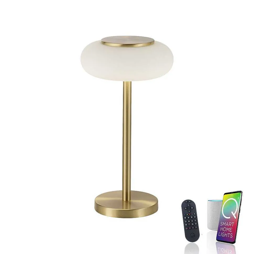 Lampe De Table Paul Neuhaus Q-Etienne Led Laiton, 1 Lumiere, Telecommandes