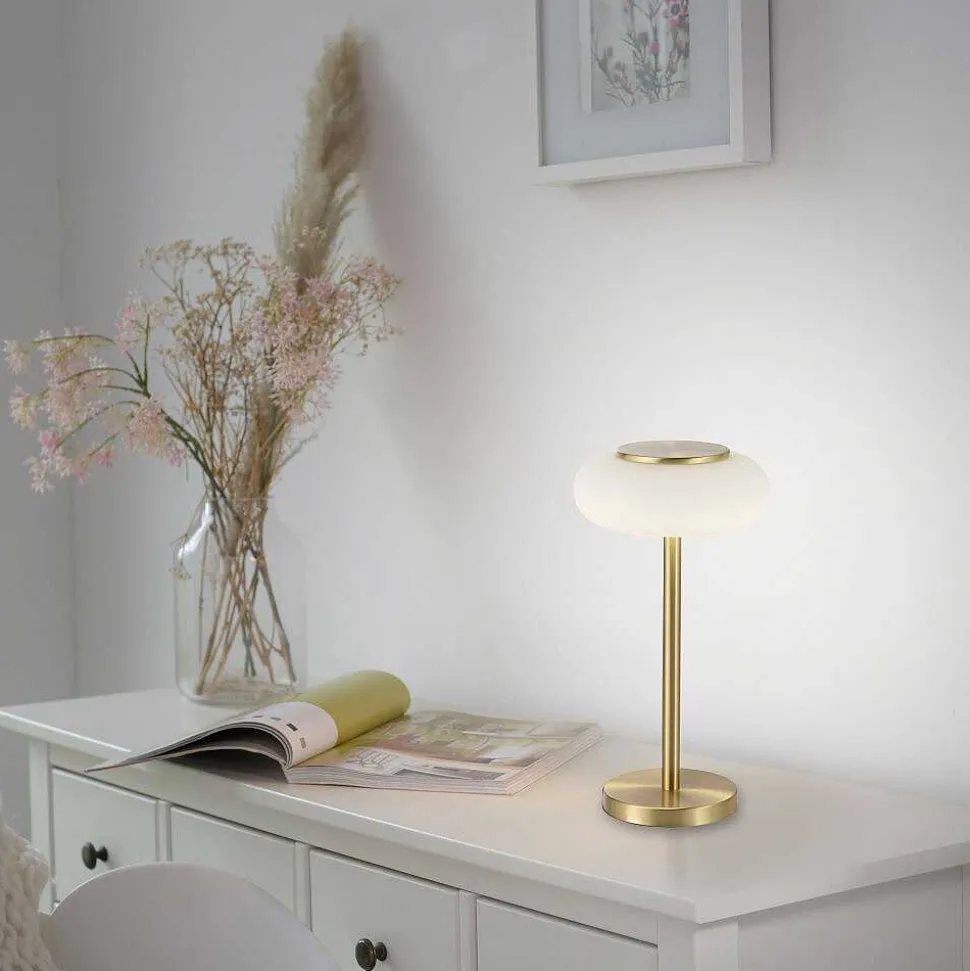 Lampe De Table Paul Neuhaus Q-Etienne Led Laiton, 1 Lumiere, Telecommandes