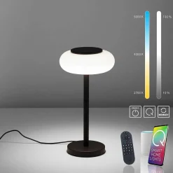 Lampe De Table Paul Neuhaus Q-Etienne Led Noir, 1 Lumiere, Telecommandes