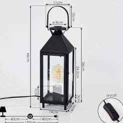 Lampe De Table Raupunga Noir, 1 Lumiere