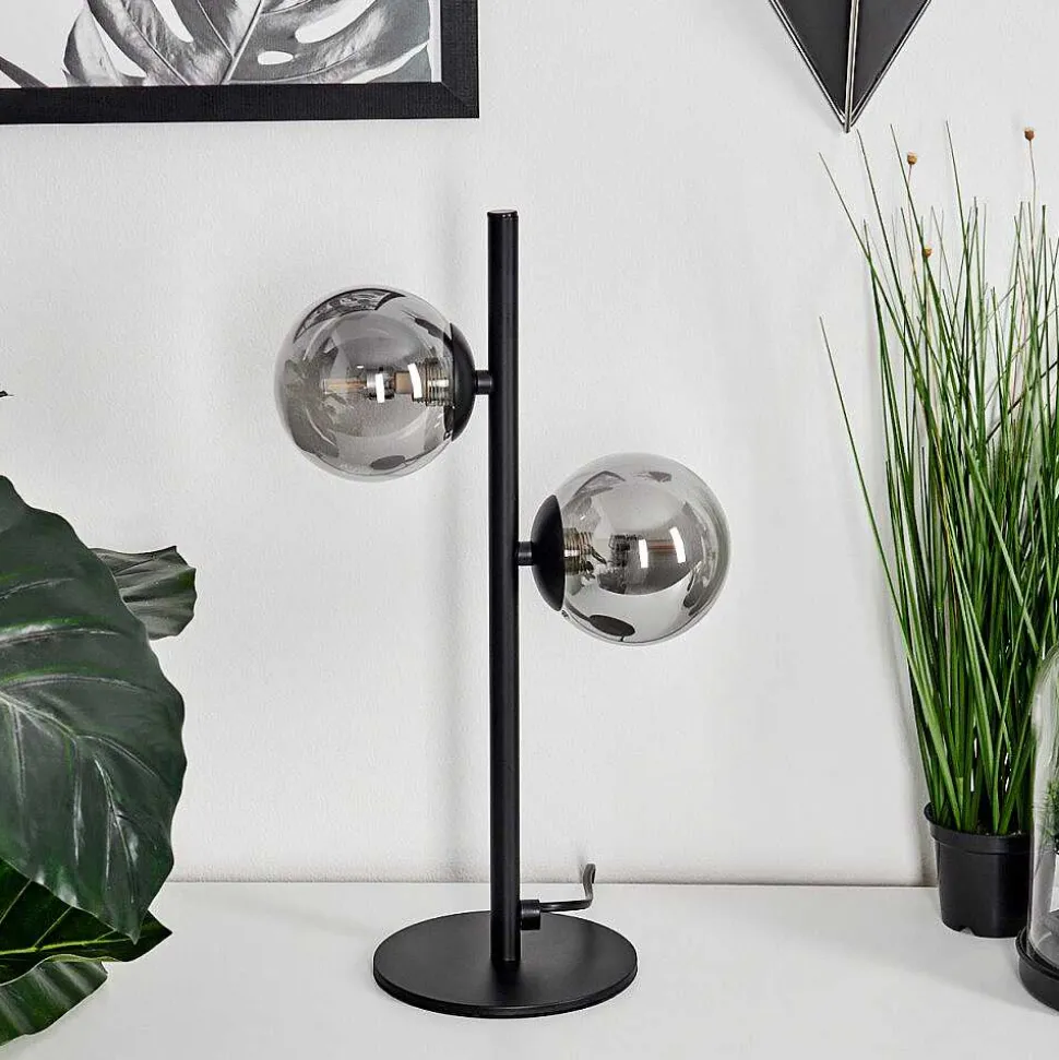 Lampe De Table Remaisnil Noir, 2 Lumieres