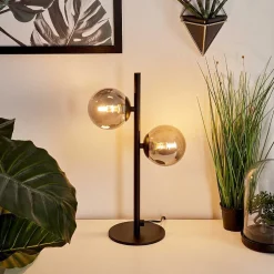 Lampe De Table Remaisnil Noir, 2 Lumieres