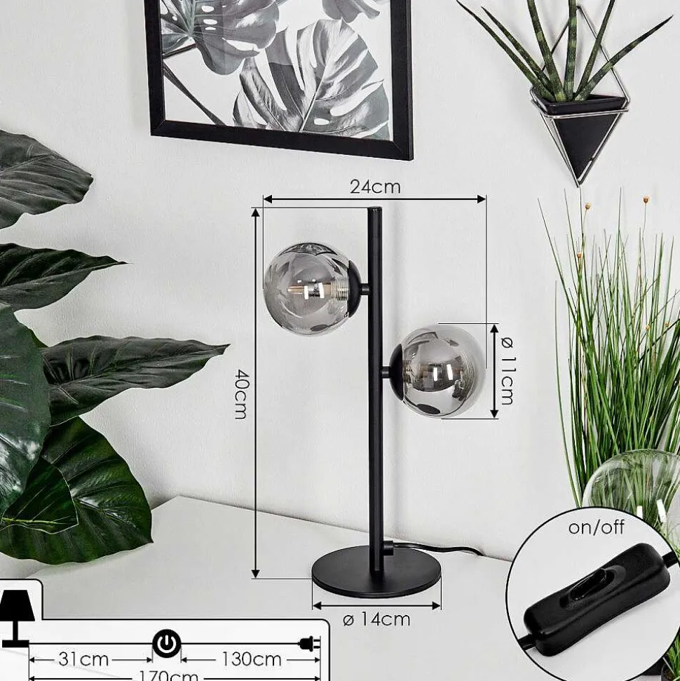 Lampe De Table Remaisnil Noir, 2 Lumieres