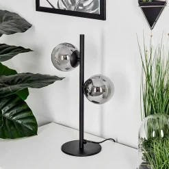 Lampe De Table Remaisnil Noir, 2 Lumieres
