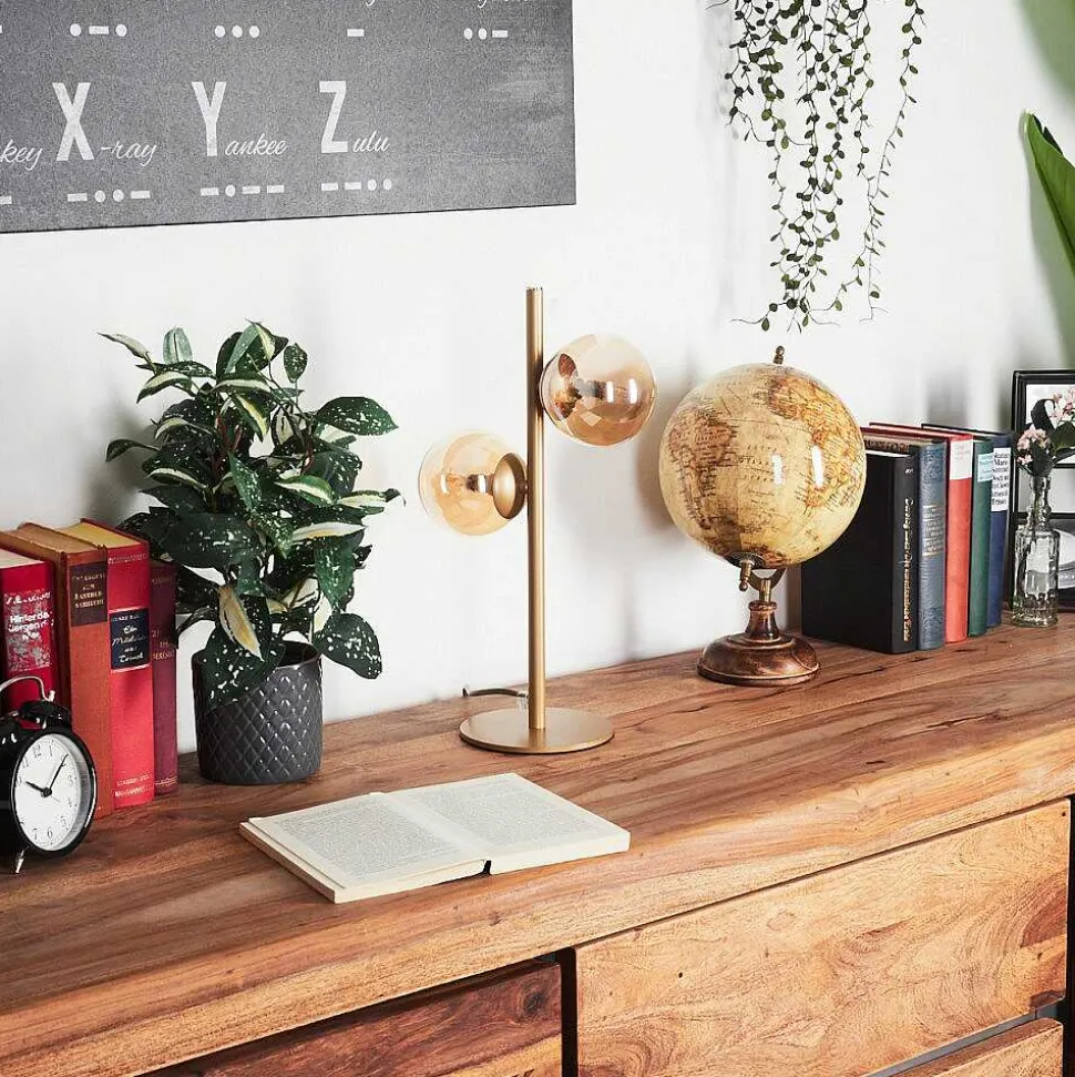 Lampe De Table Remaisnil Laiton, 2 Lumieres