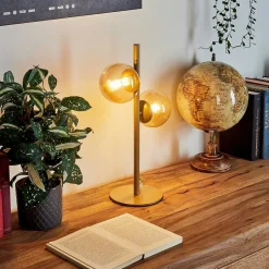 Lampe De Table Remaisnil Laiton, 2 Lumieres