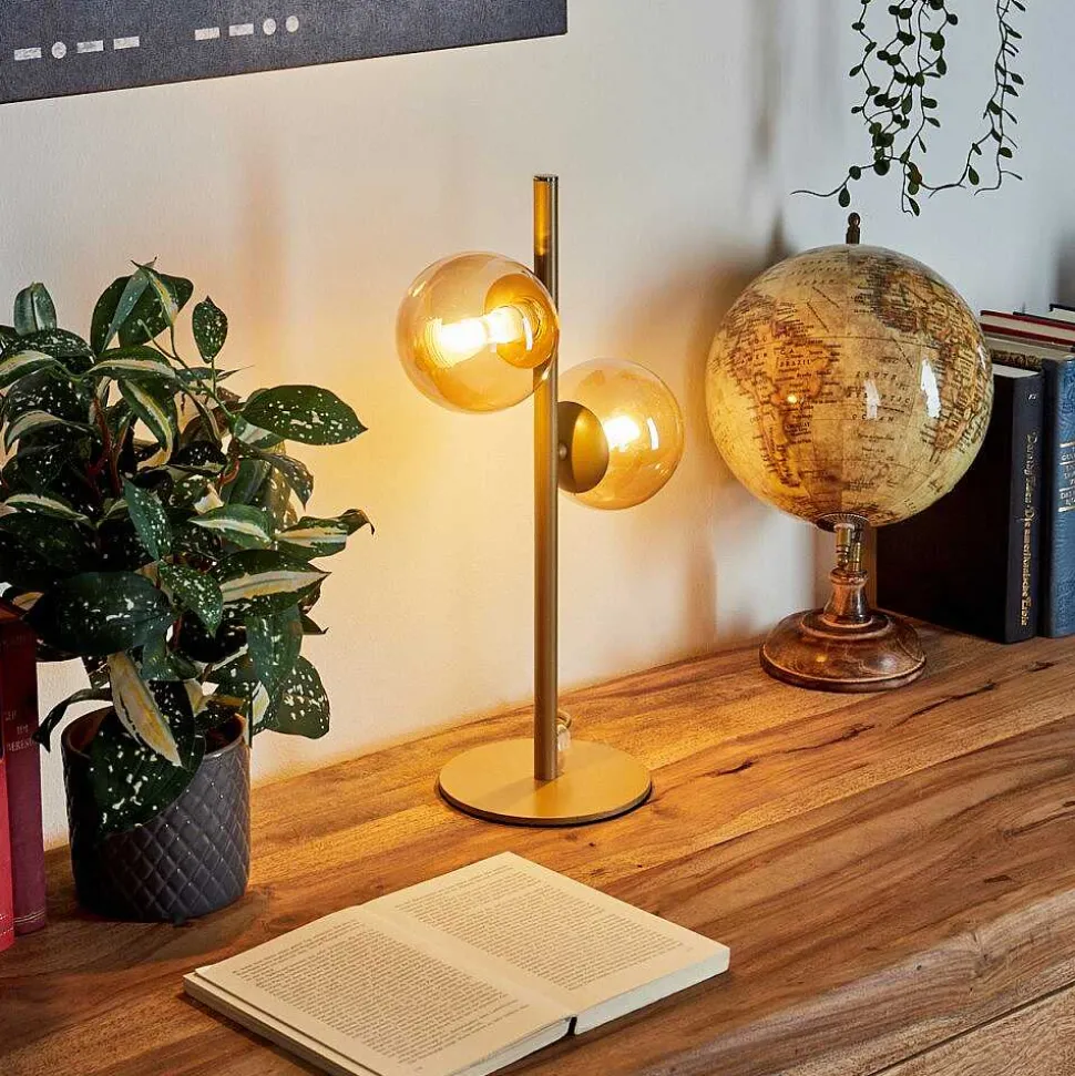 Lampe De Table Remaisnil Laiton, 2 Lumieres