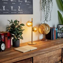 Lampe De Table Remaisnil Laiton, 2 Lumieres