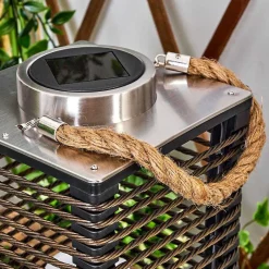 Lampe De Table Solaire Emboque Led Brun, Ecru, Nickel Mat, Noir, 1 Lumiere