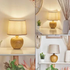 Lampe De Table Stampa Brun, Couleur Bois, 1 Lumiere