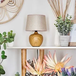 Lampe De Table Stampa Brun, Couleur Bois, 1 Lumiere