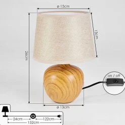 Lampe De Table Stampa Brun, Couleur Bois, 1 Lumiere