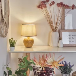 Lampe De Table Stampa Brun, Couleur Bois, 1 Lumiere