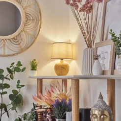 Lampe De Table Stampa Brun, Couleur Bois, 1 Lumiere