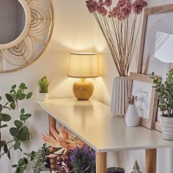 Lampe De Table Stampa Brun, Couleur Bois, 1 Lumiere