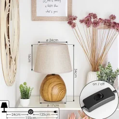 Lampe De Table Stampa Brun, Couleur Bois, 1 Lumiere