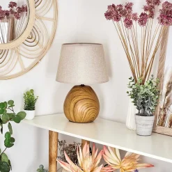 Lampe De Table Stampa Brun, Couleur Bois, 1 Lumiere