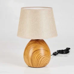 Lampe De Table Stampa Brun, Couleur Bois, 1 Lumiere