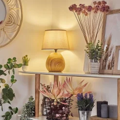 Lampe De Table Stampa Brun, Couleur Bois, 1 Lumiere