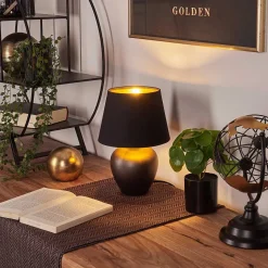 Lampe De Table Tapona Brun Fonce, Nickel Mat, 1 Lumiere