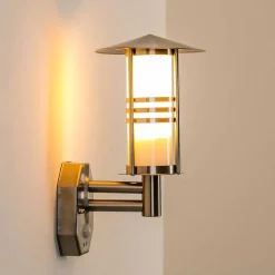 Lampe Murale D'Exterieur Forli Acier Inoxydable, 1 Lumiere, Detecteur De Mouvement
