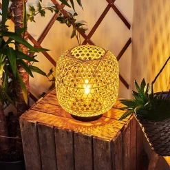 Lampe Solaire Conneaut Led Bois Clair, Noir, 1 Lumiere