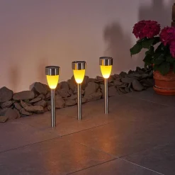 Lampe Solaire Gorizia Led Acier Inoxydable, 3 Lumieres