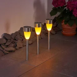 Lampe Solaire Gorizia Led Acier Inoxydable, 3 Lumieres