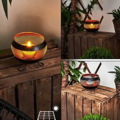 Lampe Solaire Harimal Led Cuivre, Noir, 1 Lumiere