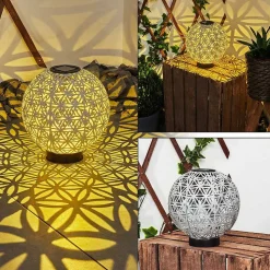 Lampe Solaire Leonard Led Noir, Blanc, 1 Lumiere