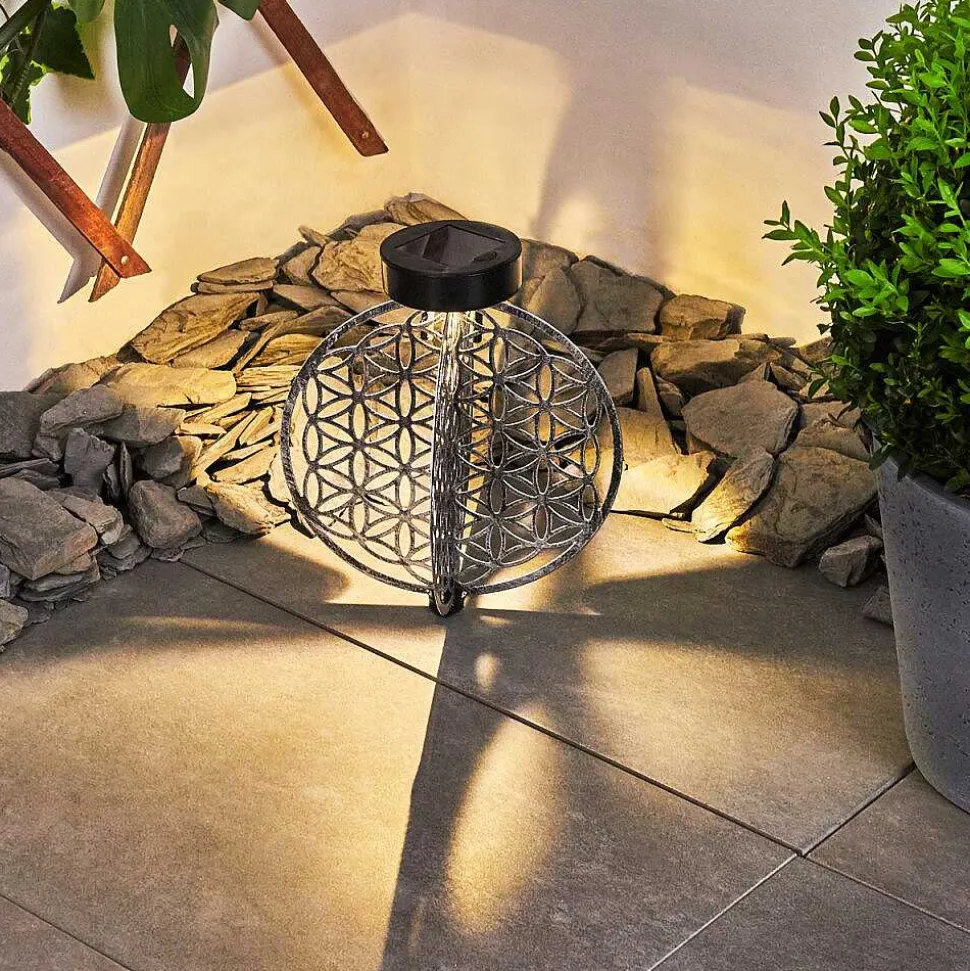 Lampe Solaire Mesan Led Noir, Argente, 1 Lumiere