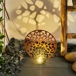 Lampe Solaire Mesan Led Rouille, Noir, 2 Lumieres