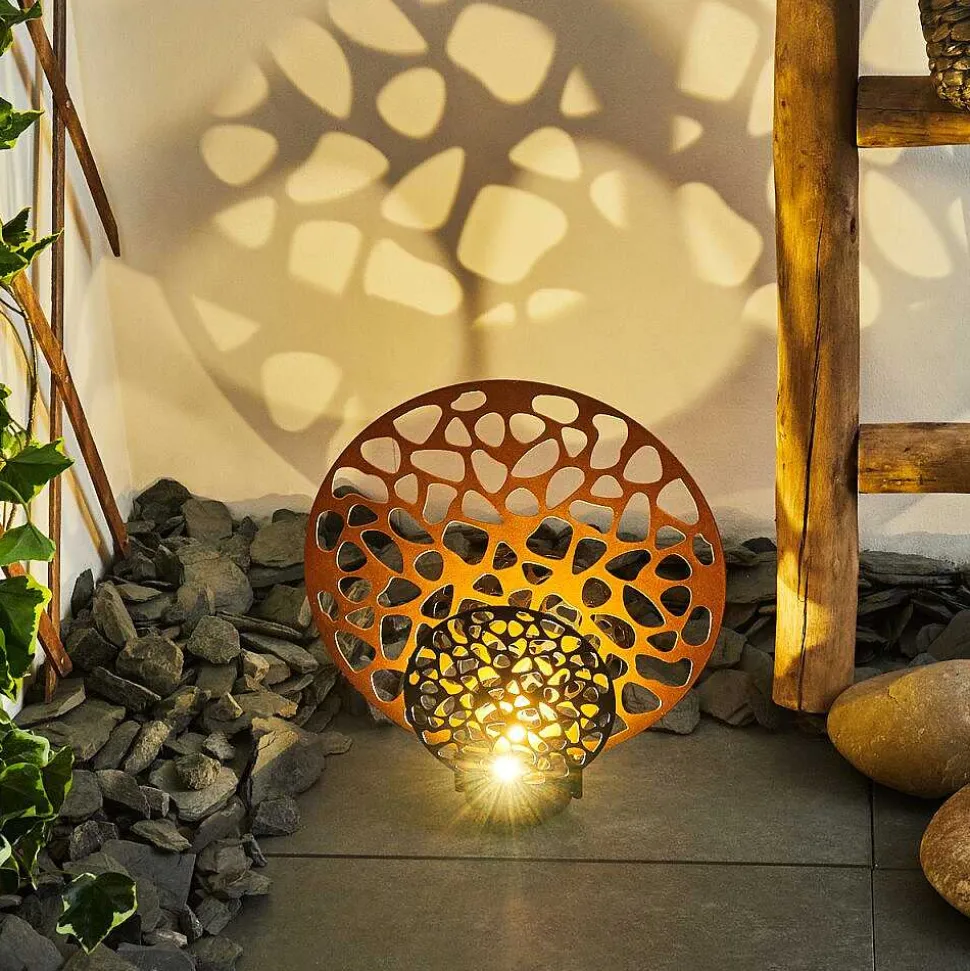 Lampe Solaire Mesan Led Rouille, Noir, 2 Lumieres